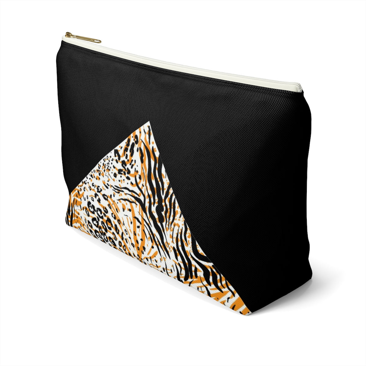 Little Black Cheetah Accessory Pouch w T-bottom