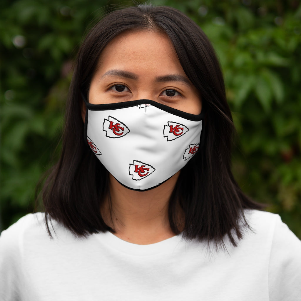 KC Chiefs Wht Fitted Polyester Face Mask