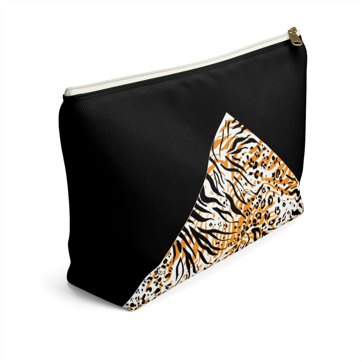 Little Black Cheetah Accessory Pouch w T-bottom