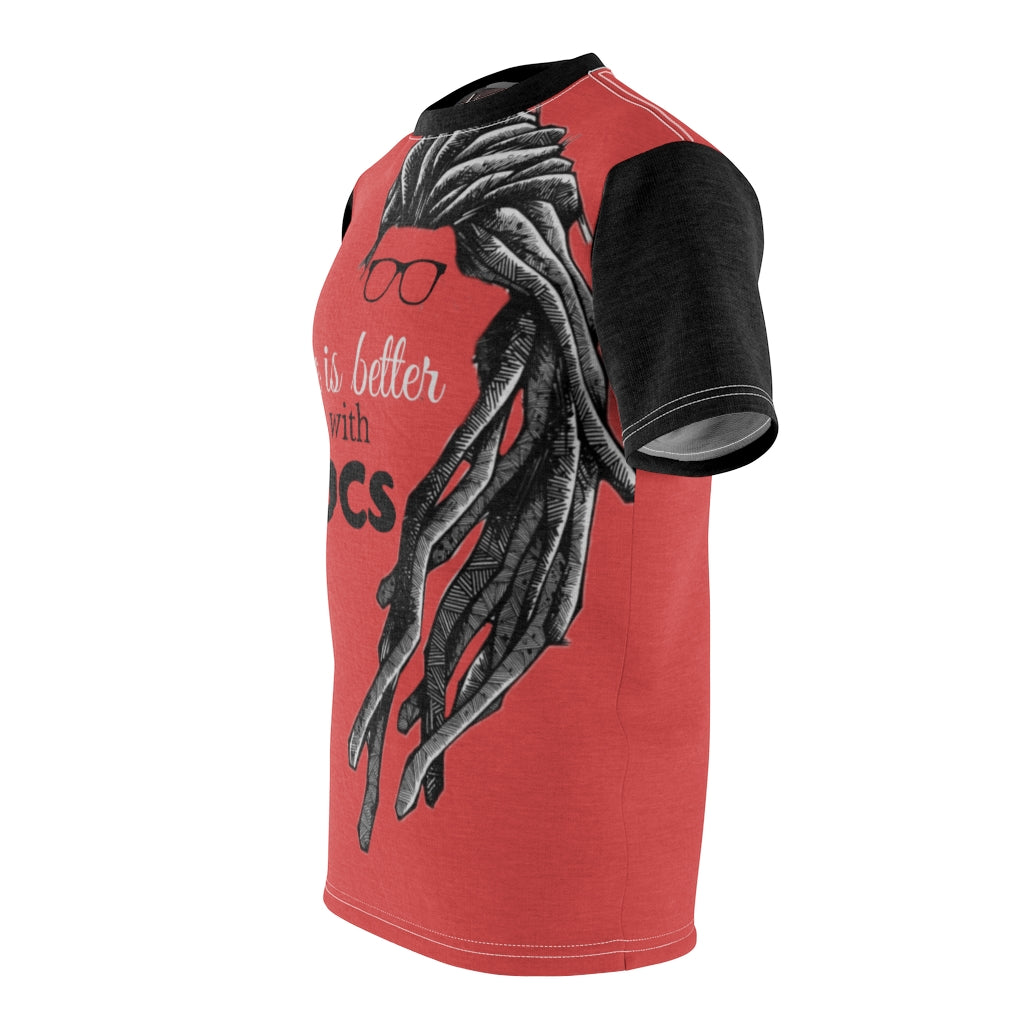 Locs Red Unisex AOP Cut & Sew Tee