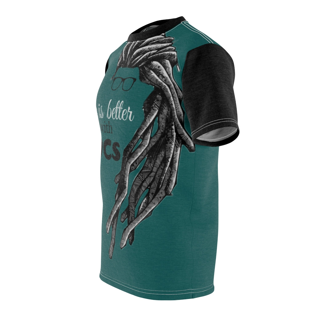 Locs Teal Unisex AOP Cut & Sew Tee