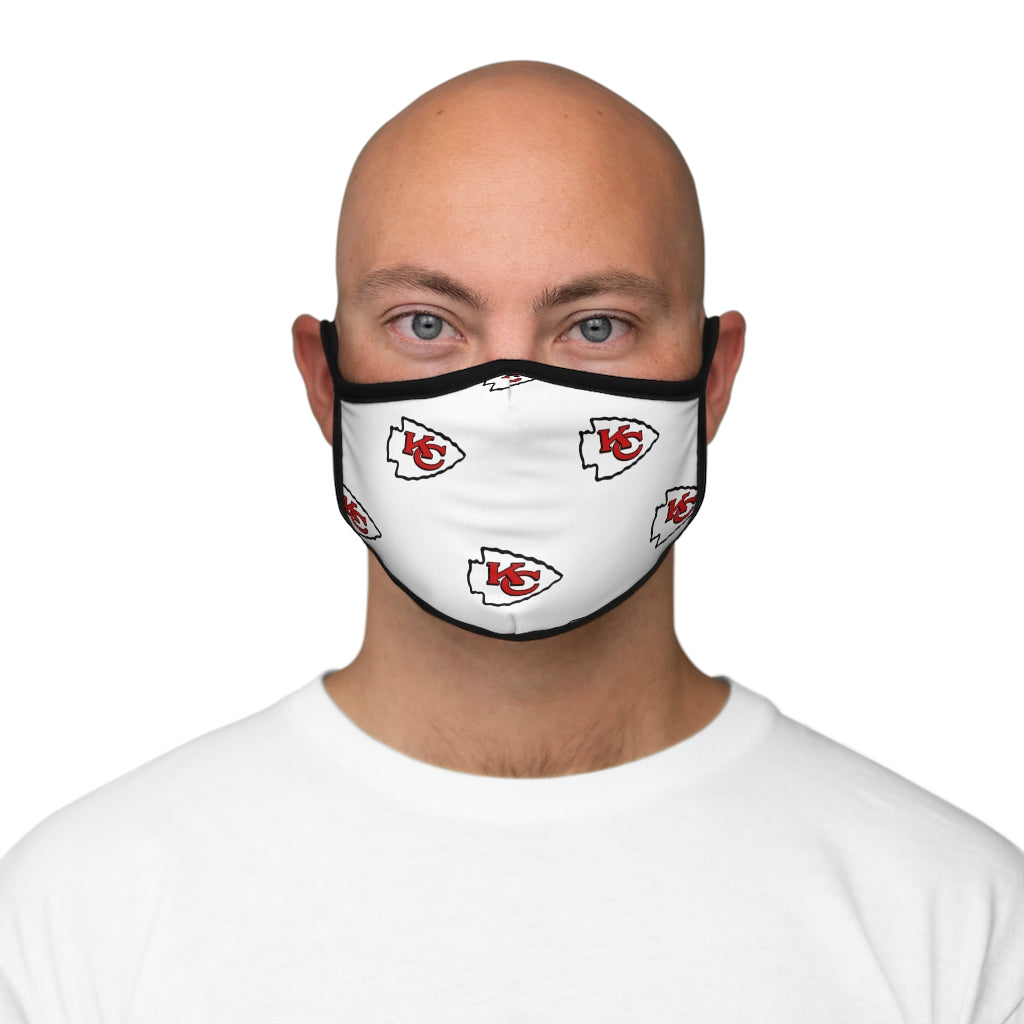 KC Chiefs Wht Fitted Polyester Face Mask