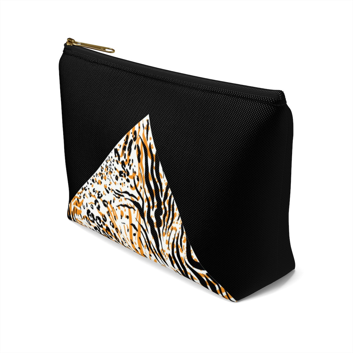 Little Black Cheetah Accessory Pouch w T-bottom