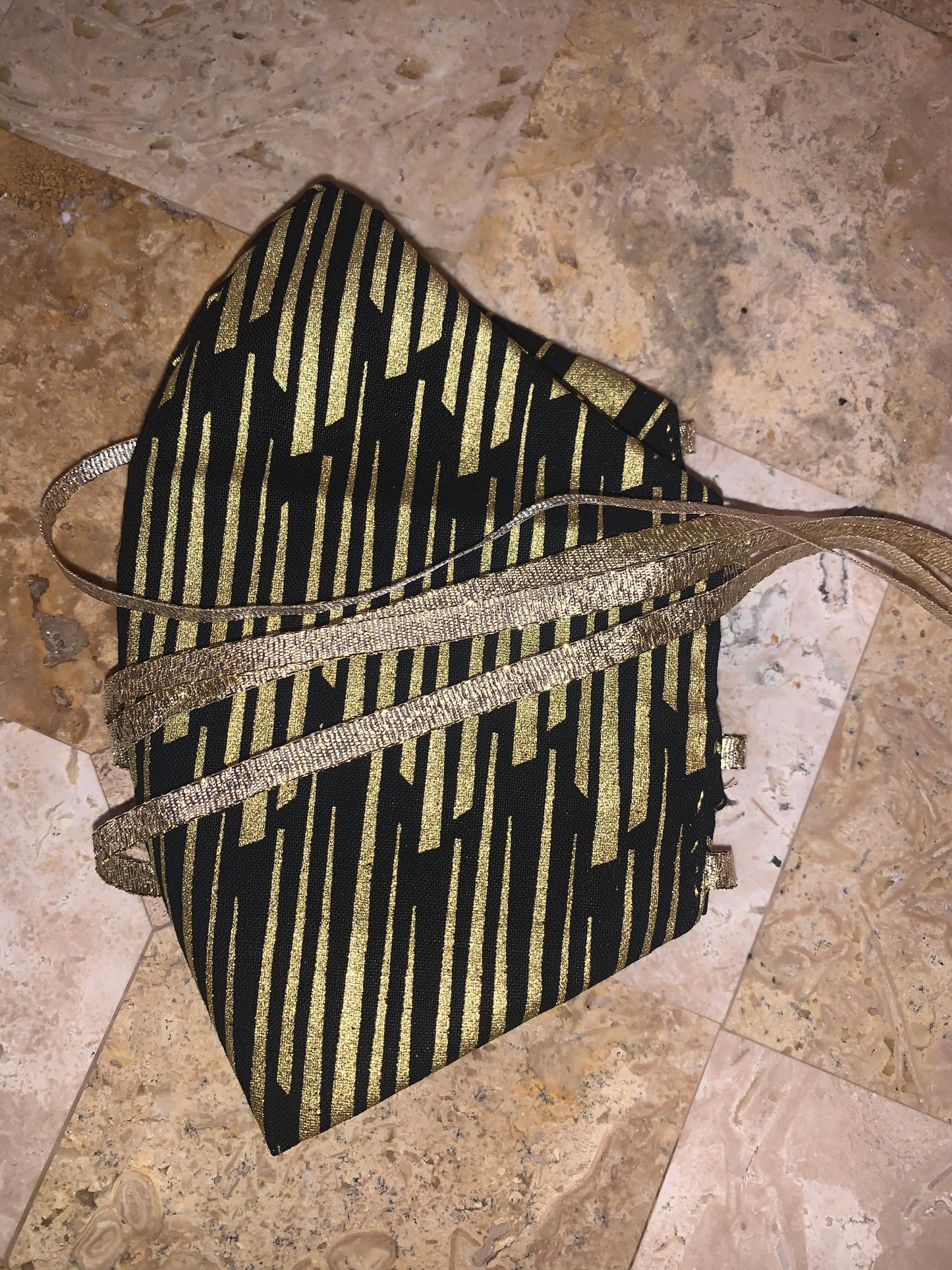 Black/Gold Rain Cotton 2 Layer Facemask