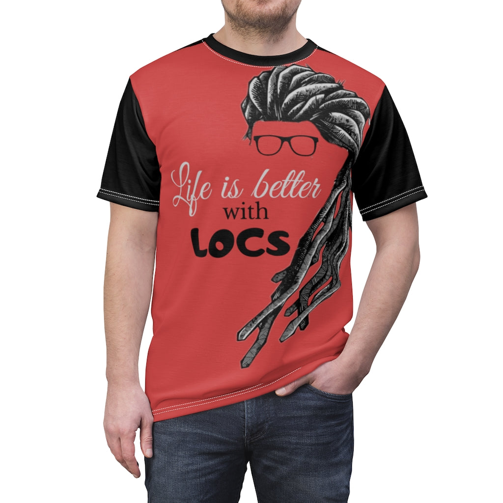 Locs Red Unisex AOP Cut & Sew Tee