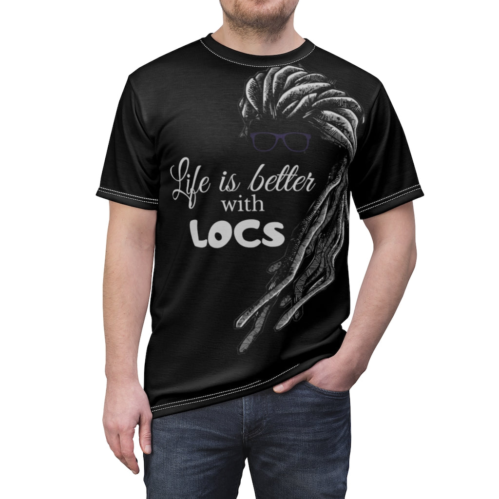 Locs Blk Unisex AOP Cut & Sew Tee