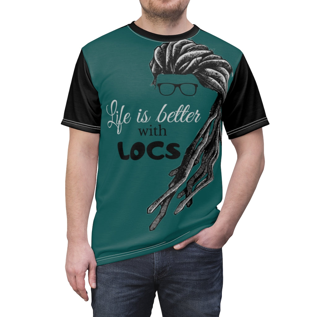 Locs Teal Unisex AOP Cut & Sew Tee