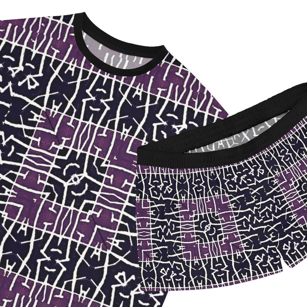 Purple Print Women's Short Pajama Set (AOP)