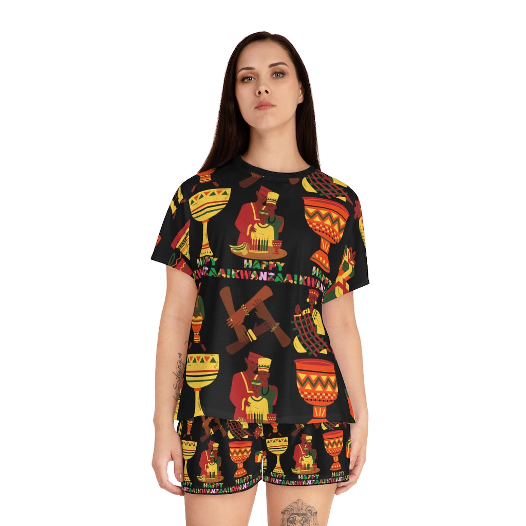 African Print Women's Short Pajama Set (AOP)