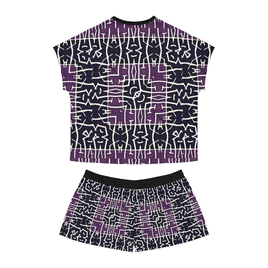 Purple Print Women's Short Pajama Set (AOP)