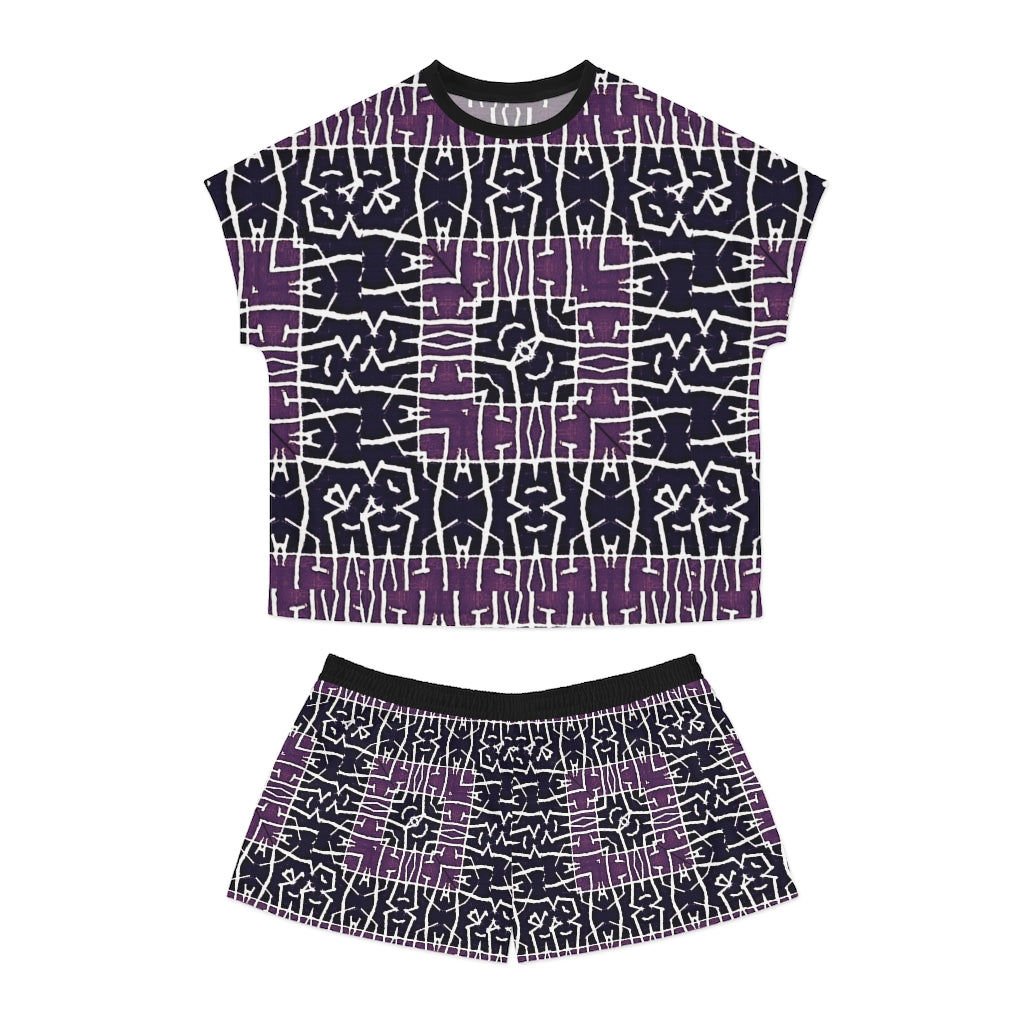 Purple Print Women's Short Pajama Set (AOP)