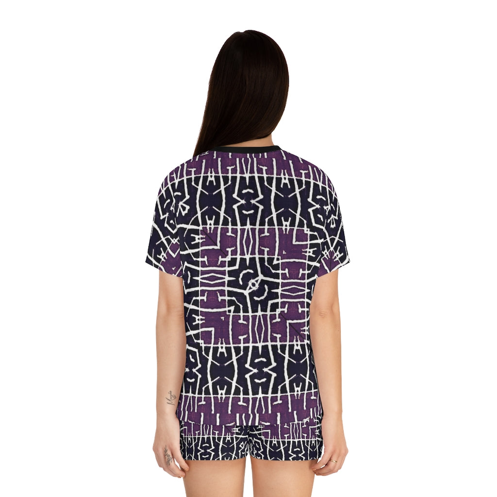 Purple Print Women's Short Pajama Set (AOP)