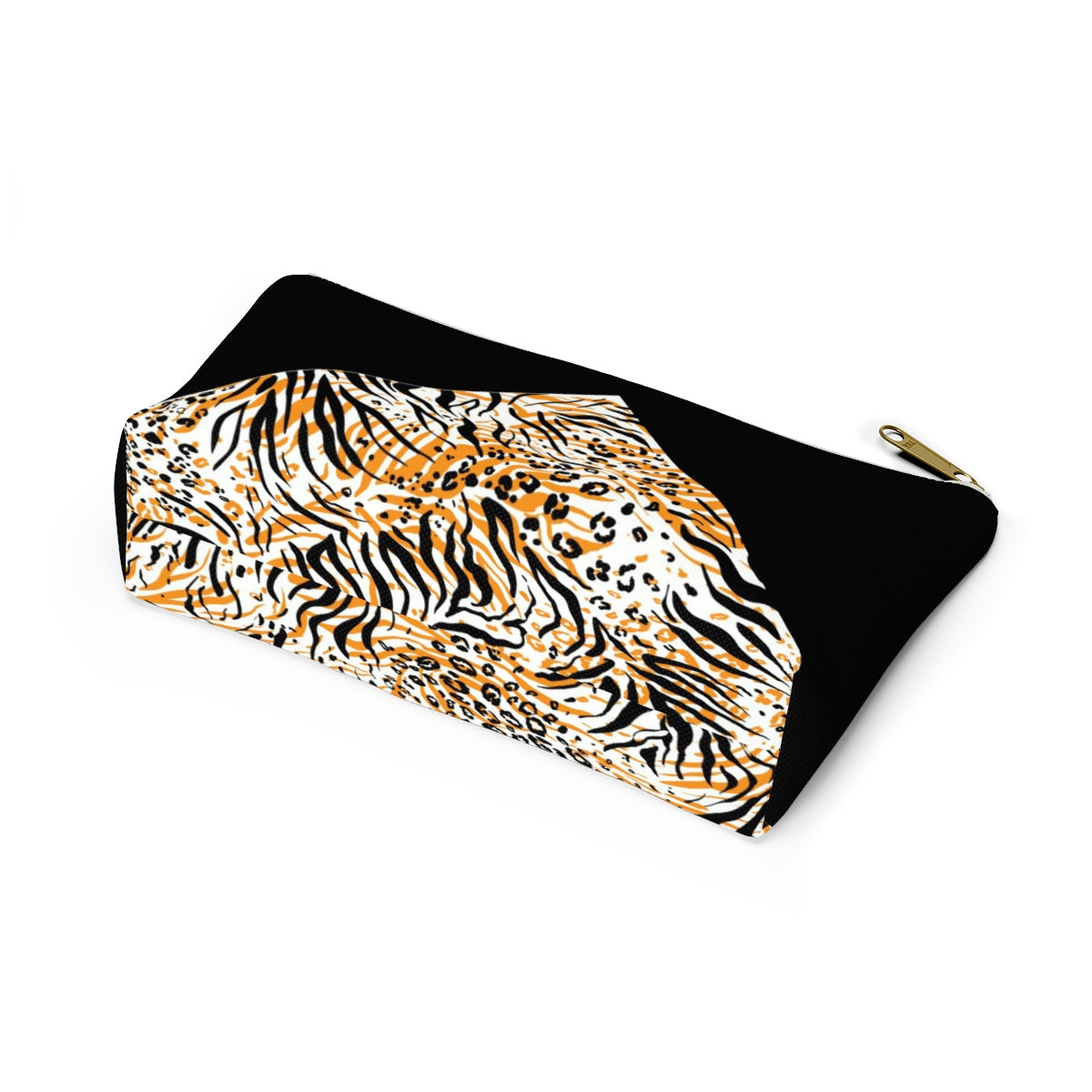 Little Black Cheetah Accessory Pouch w T-bottom