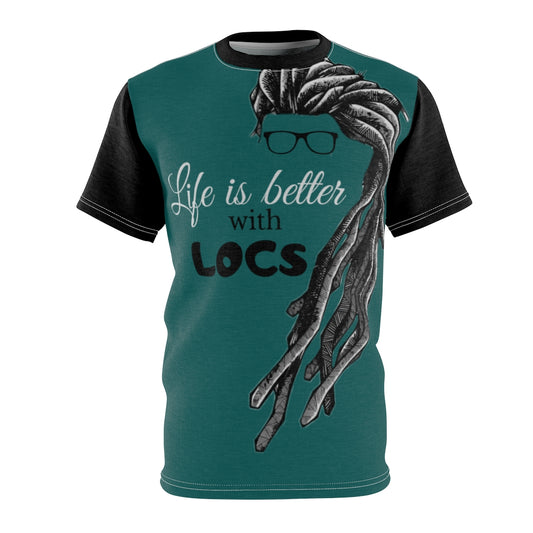 Locs Teal Unisex AOP Cut & Sew Tee