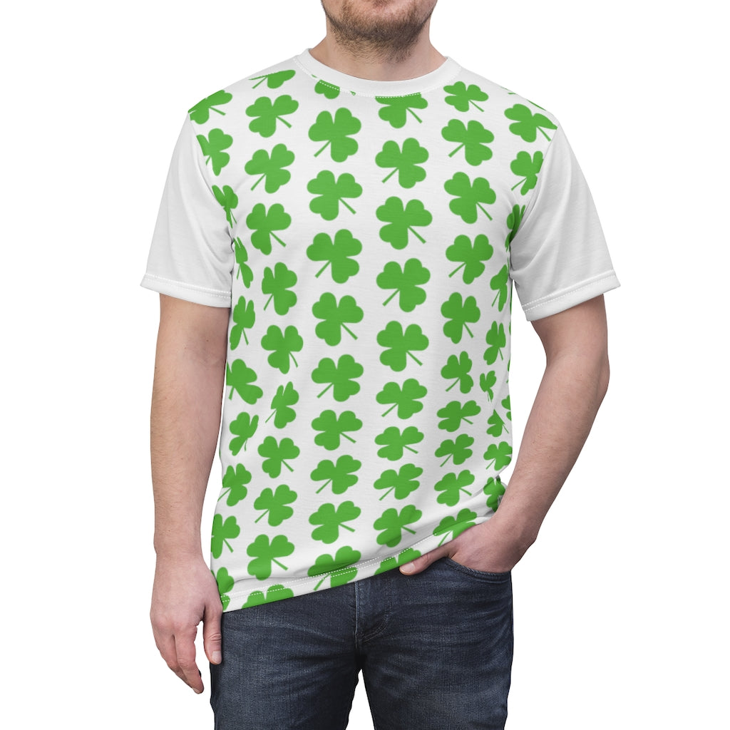 White Shamrock Unisex AOP Cut & Sew Tee