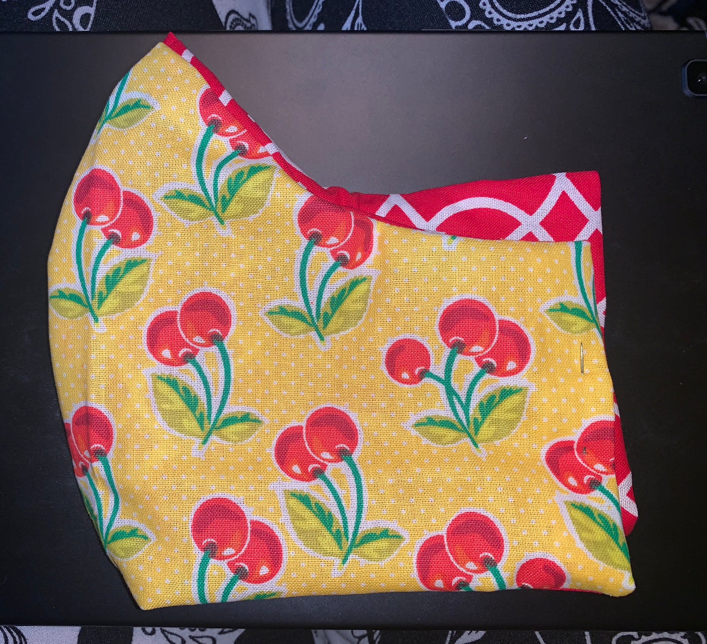 Cherry Red Cotton 2 Layer Facemask