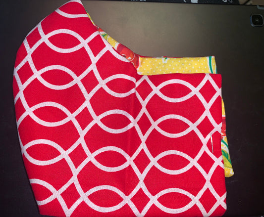 Red Geo Cotton 2 Layer Face Mask