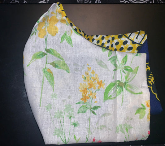 Yellow Flowers Cotton 2 Layer Face Mask