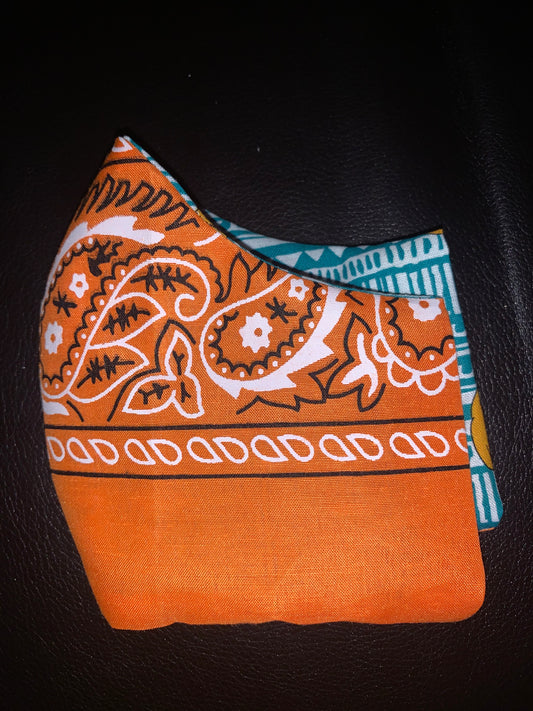 Orange Bandana Cotton 2 Layer Facemask