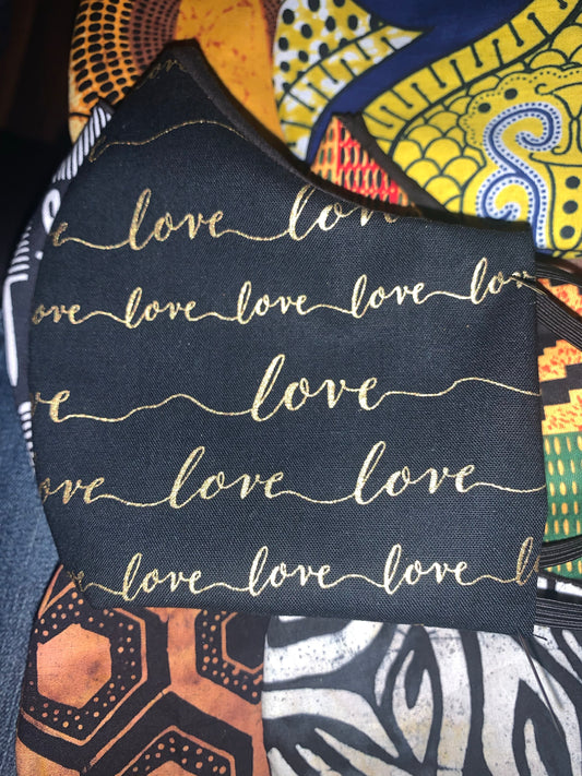 Black Love Cotton 2 Layer Facemask