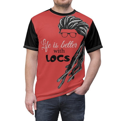 Locs Red Unisex AOP Cut & Sew Tee