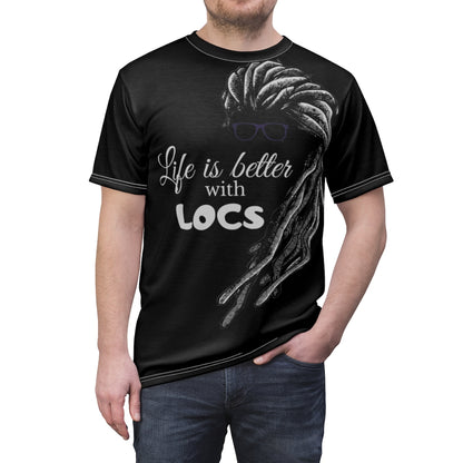 Locs Blk Unisex AOP Cut & Sew Tee