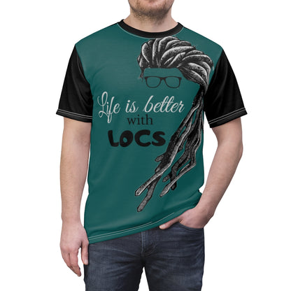 Locs Teal Unisex AOP Cut & Sew Tee