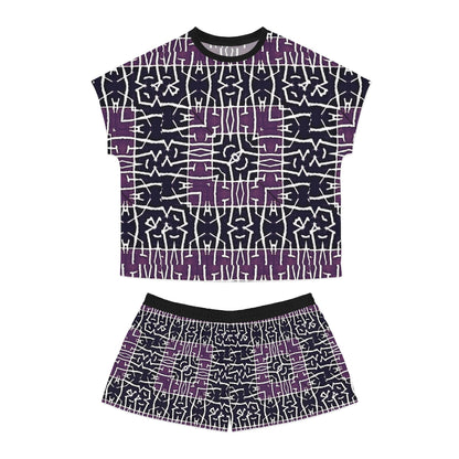 Purple Print Women's Short Pajama Set (AOP)