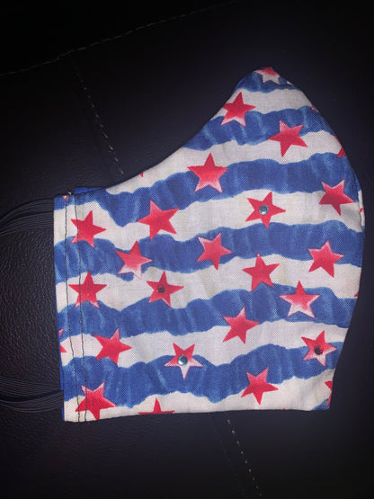 Stars and Stripes Bedazzled Cotton 2 Layer Facemask